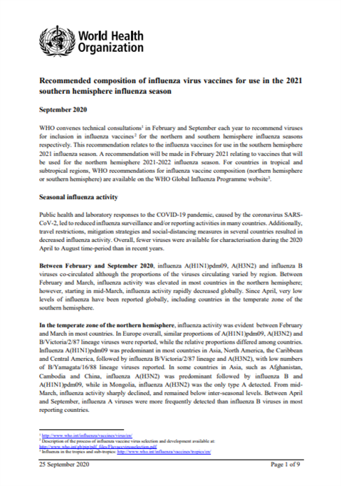 Recommended composition of influenza virus vaccines for use in the 2012-2013 northern hemisphere influenza season