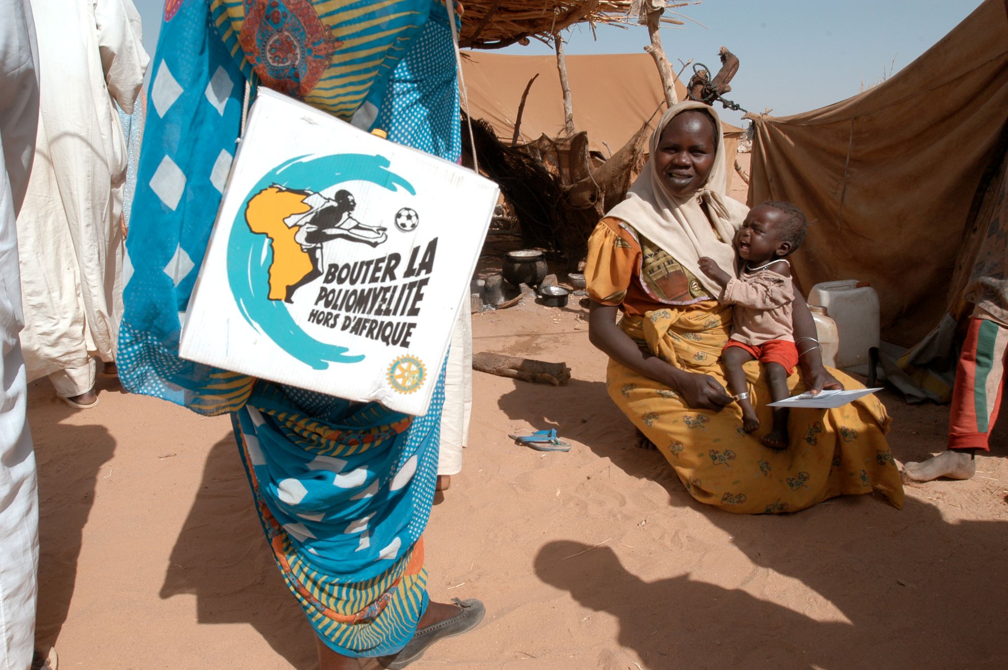 The “Kick Polio Out of Africa” vaccine carrier being used in the Bredjing Refugee Camp in Chad in 2024