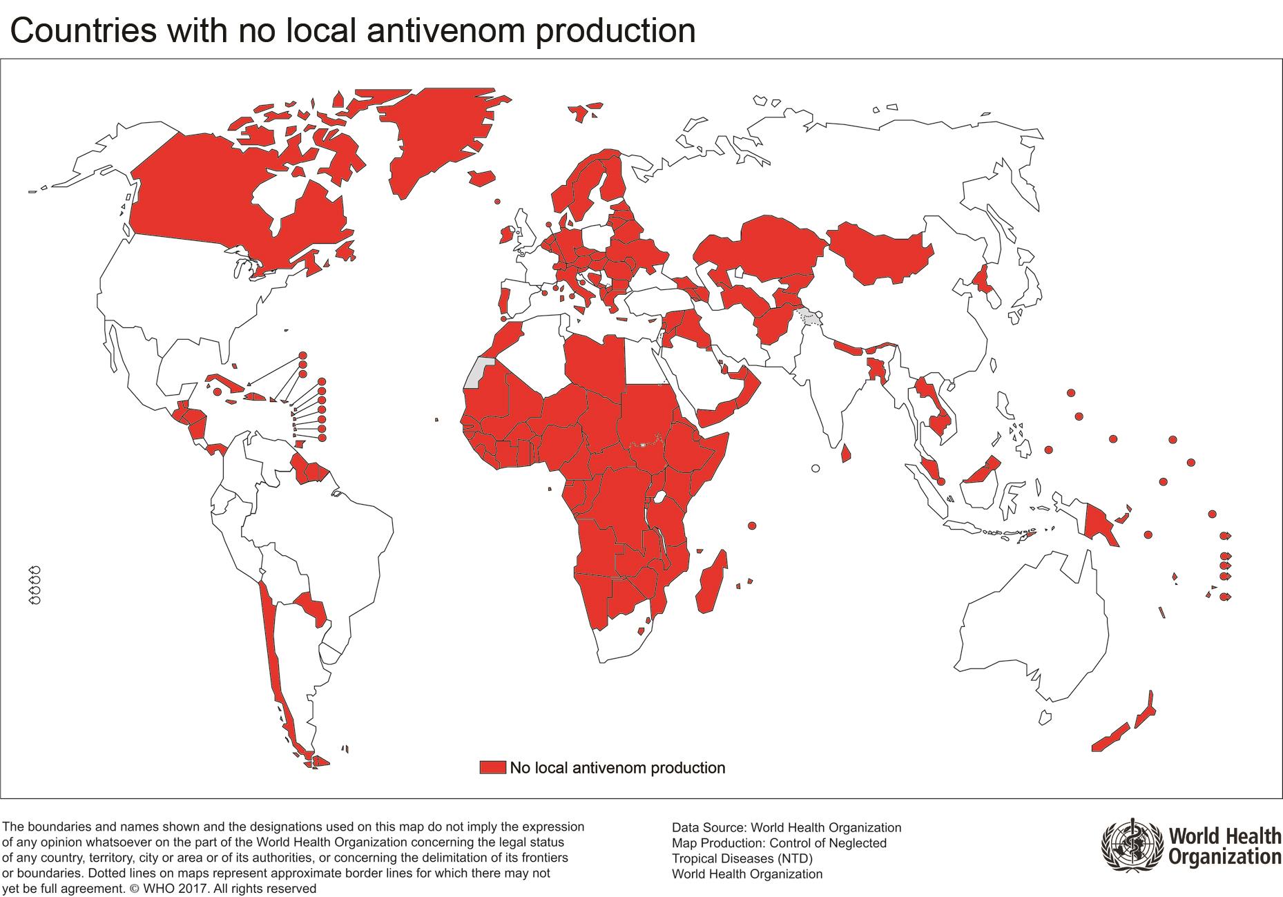 Countries_with_no_local_antivenom_production Map showing countries that do not have local antivenom production