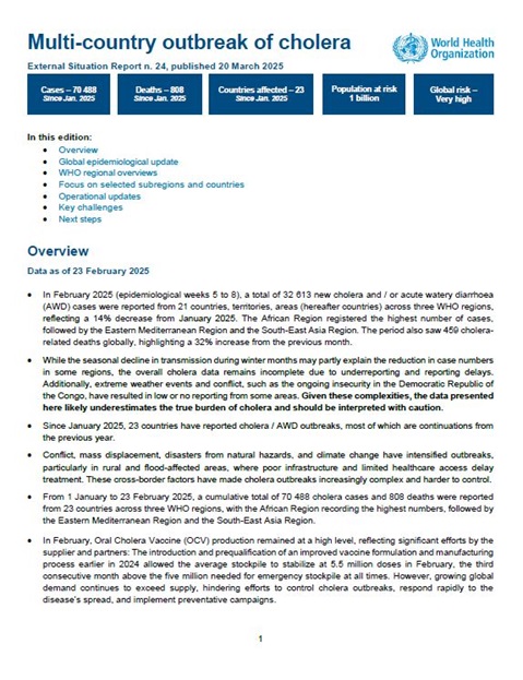 Multi-country cholera outbreak, external situation report #24 -20 March 2025