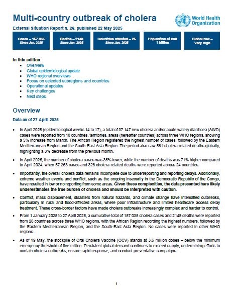 Multi-country outbreak of cholera, external situation report #26 -22 May 2025