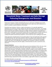 Household water treatment and safe storage following emergencies and disasters