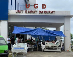 West Sulawesi earthquake Situation outside a hospital in West Sulawesi, after the 2021 earthquake