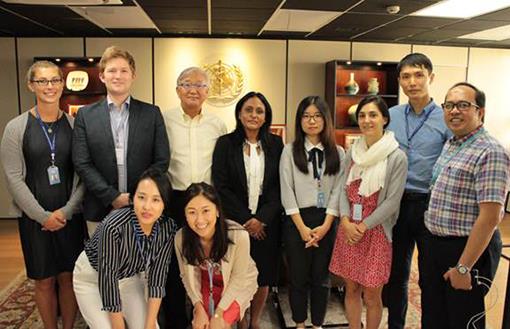 20170920-interns-and-volunteers WPRO Interns and Volunteers together with Regional Director, Dr Shin Young-soo (third from the left) and IVP Coordinator, Dr Rodel Nodora (first from the right).