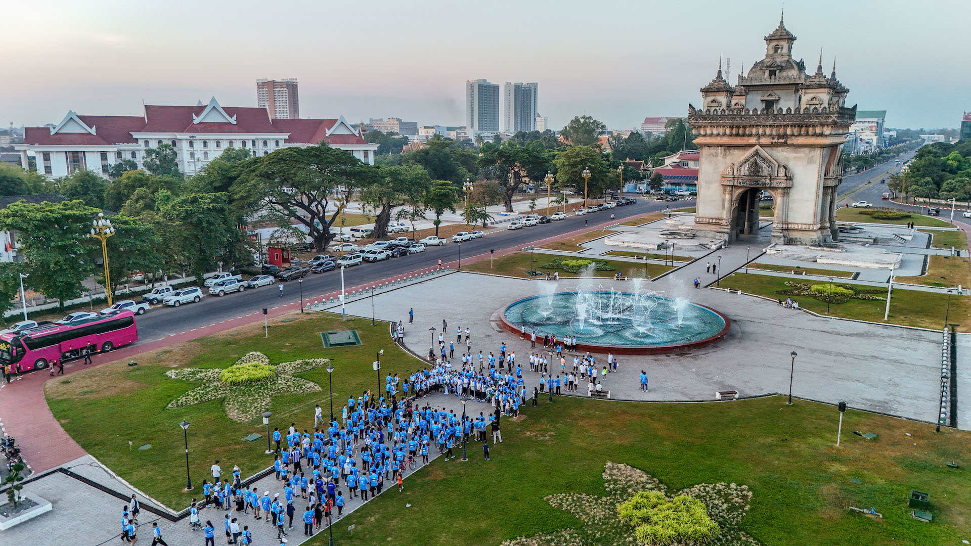 Drone shot AMR walking event